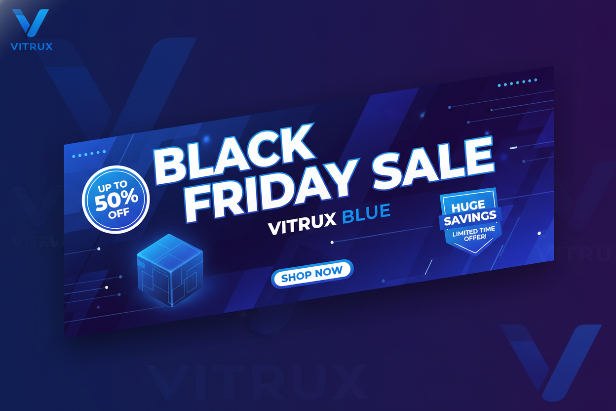 crie imagem de promoção de black friday em ingles do meu produto vitrux blue